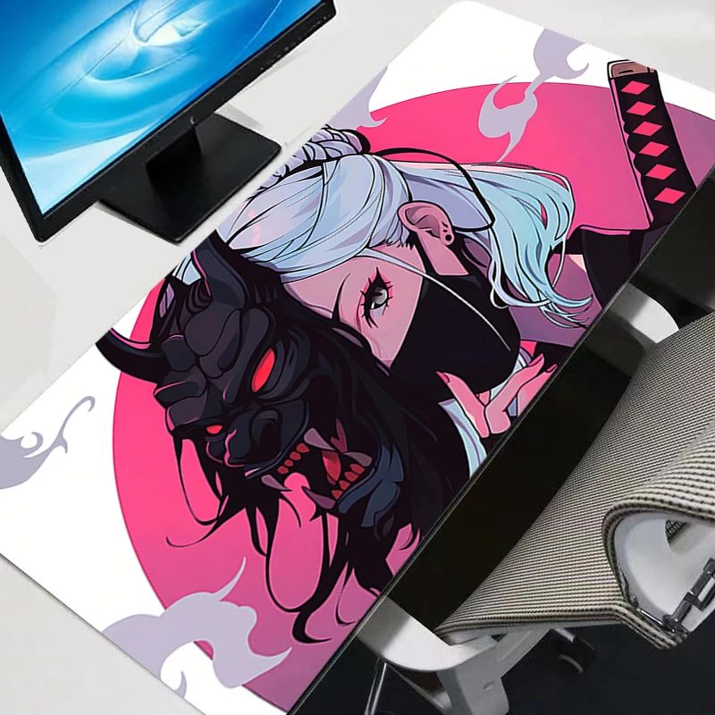 Gaming Extended Mouse Pad Gamer PC Computer Devil Oni Mask Anime Keyboard Pad Desk Mat Offices Laptop Interior Accessories Rug