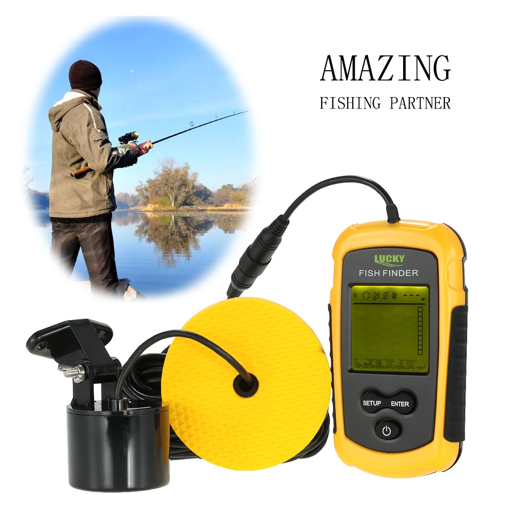 FF1108-1 Portable Fish Finder Ice Fishing Sonar Sounder Alarm Transducer Fishfinder 0.7-100m Fishing Echo Sounder