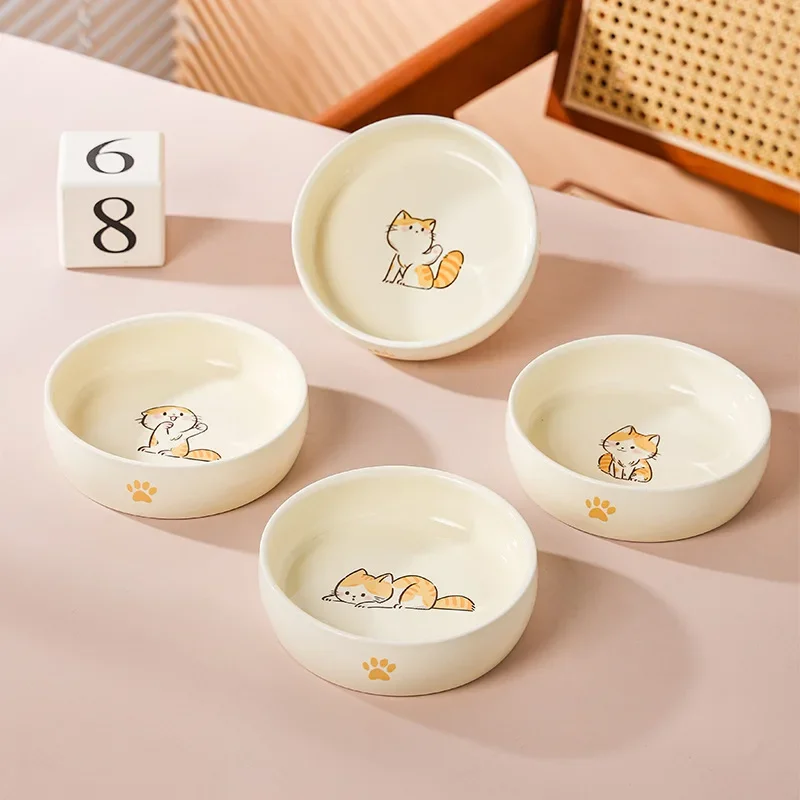 Cute Cat Bowl Ceramic Dog Feeder Pet Supplies Anti Knock Anti Black Chin Cat Food Bowls Water Bowls Dog Supplies