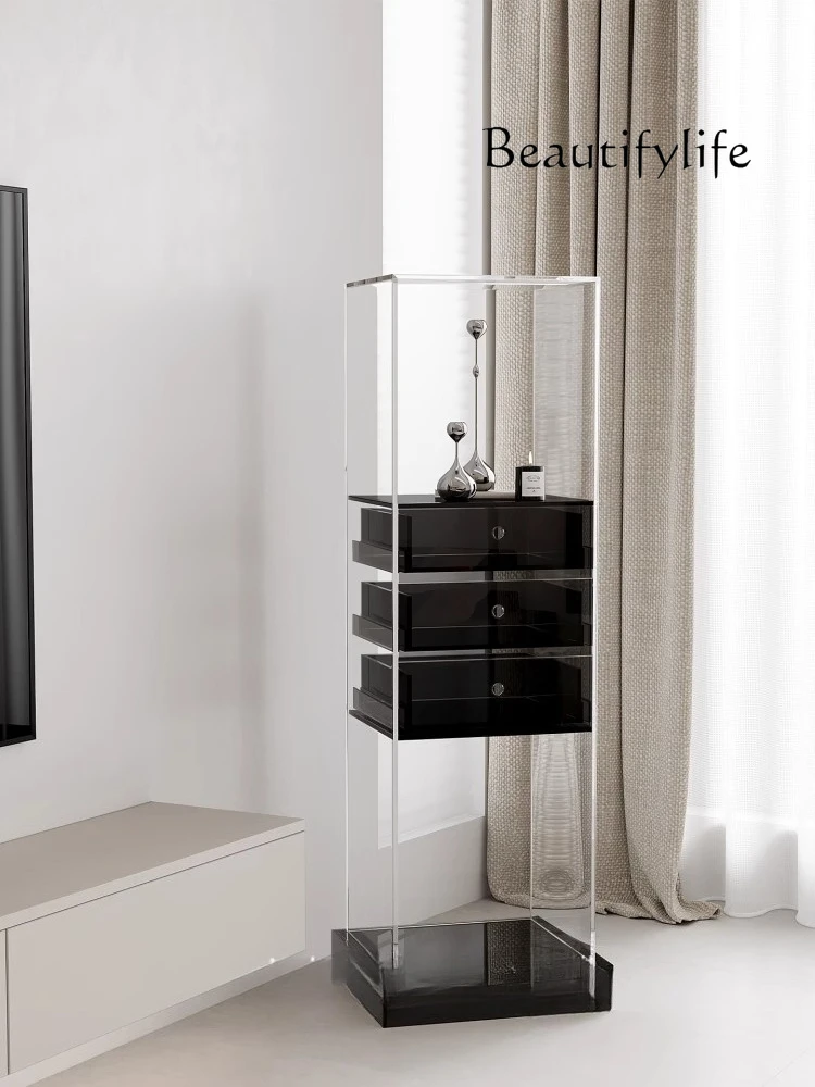 

Acrylic living room display cabinet Household light luxury display cabinet Living room with drawer display cabinet