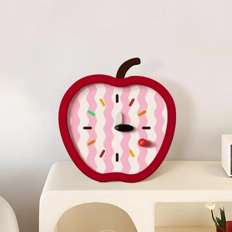 

Dopamine ins wind apple living room desktop creative clock ornament painting porch chest silent clock ornament