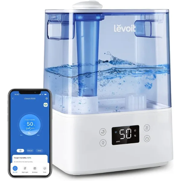 

LEVOIT Classic300S Ultrasonic Smart Top Fill Humidifier, Extra Large 6L Tank for Whole Family, APP & Voice Control