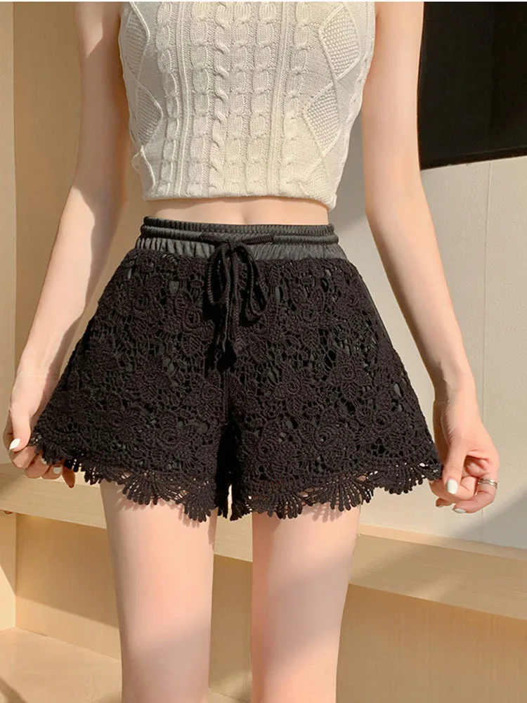 Lace Shorts Women Summer Crochet Shorts Women Beach Holiday Hollow Out Shorts