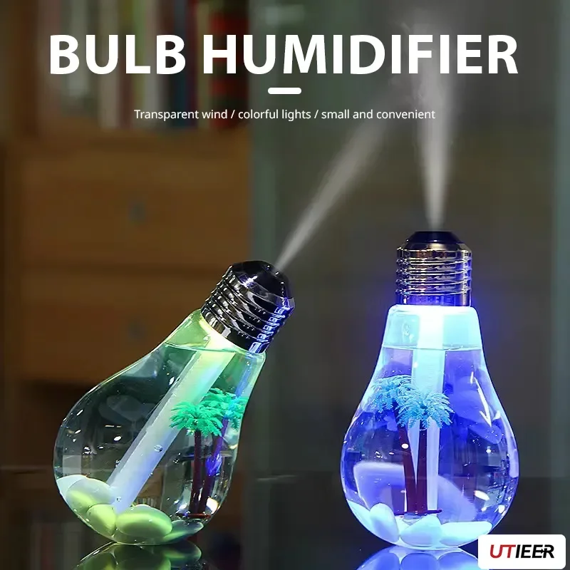 Creative Style Small Night Light Micro Landscape Mister Smoke Emitting Usb Silent Small Colorful Light Bulb Humidifier