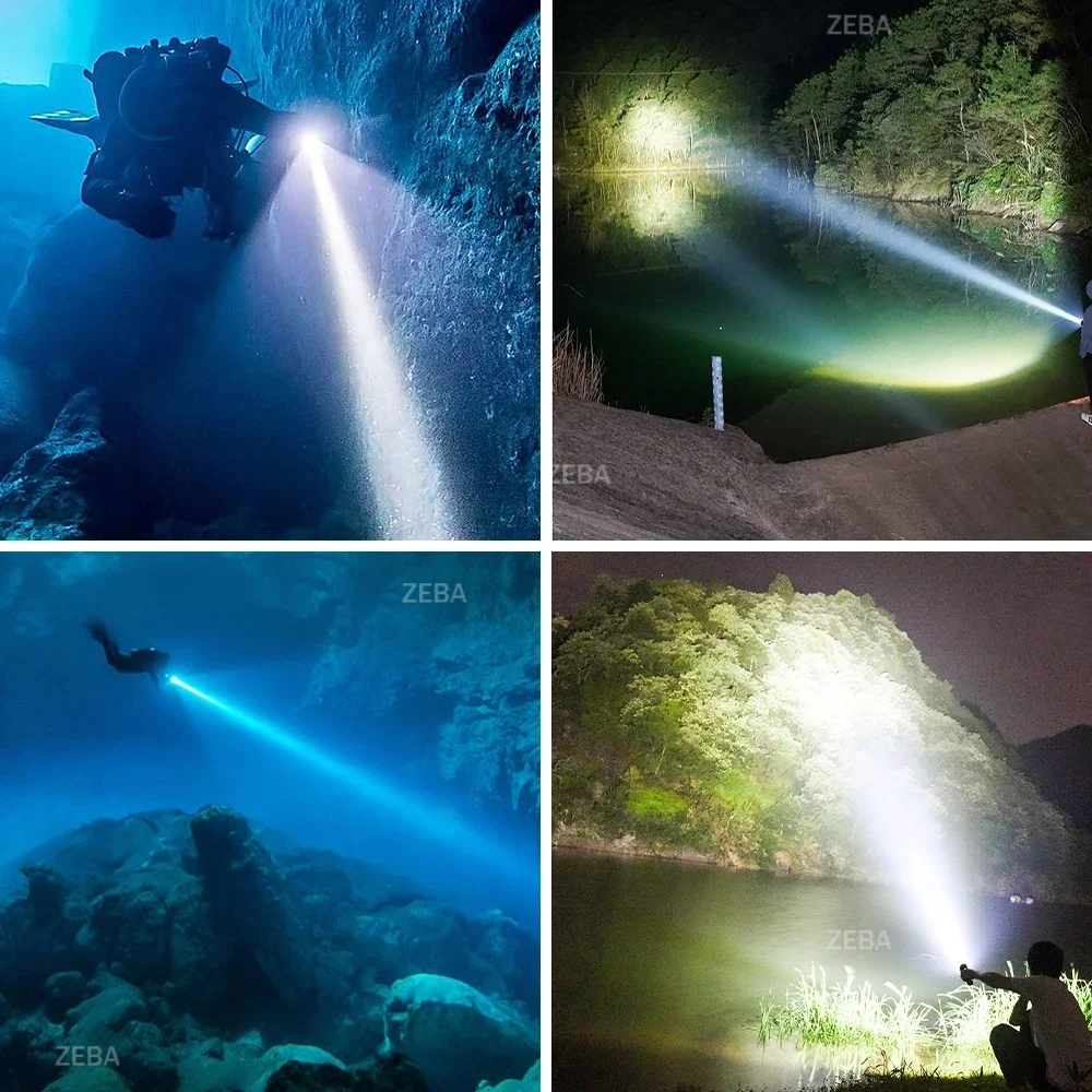 2026New20000LM Scuba Diving Flashlight ZOOM Diving Light Underwater High Power Torch Light Waterproof for Video Shooting Fishing
