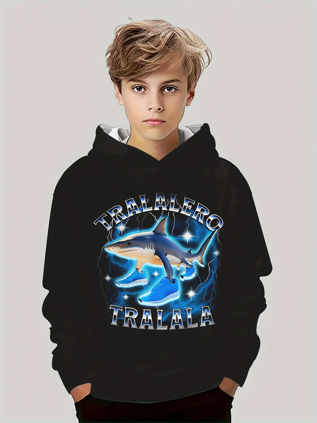 

Fashionable Children's Hoodies in Spring and Autumn Seasons with Shark 3D Digital Printed Patterns, Comfortable and Casual