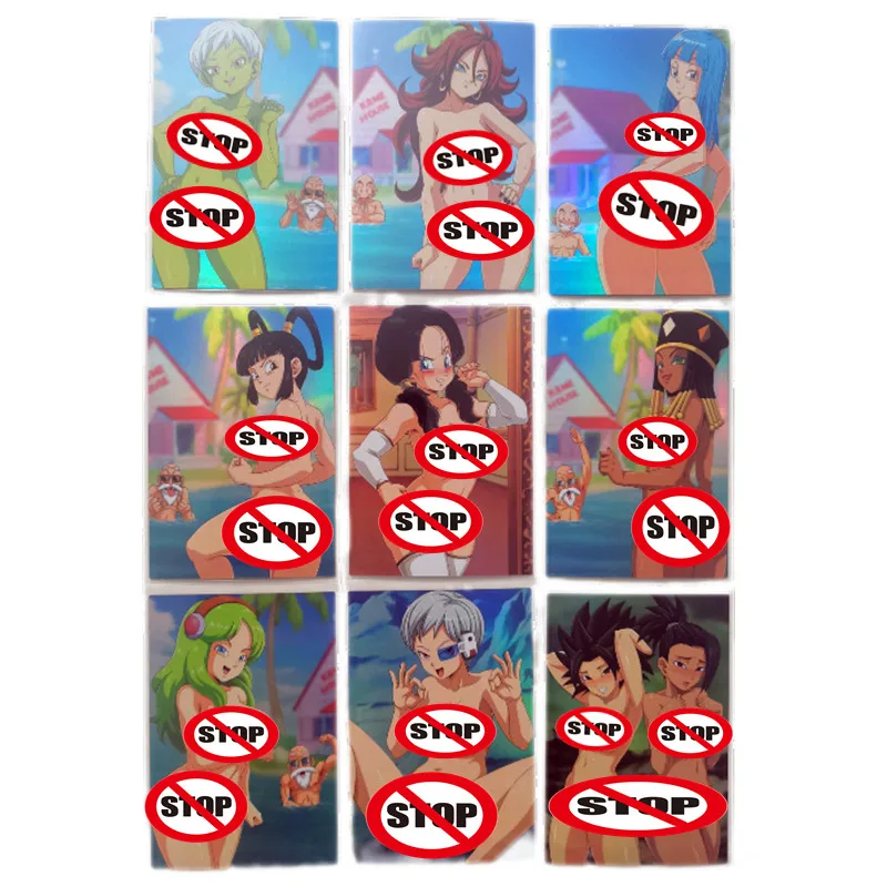 

9Pcs/set Homemade Anime Cards Android No. 21 Kel Bidili Turtle Fairy Pool Party Sexy Nude Card Game Gift Comic Collection Card