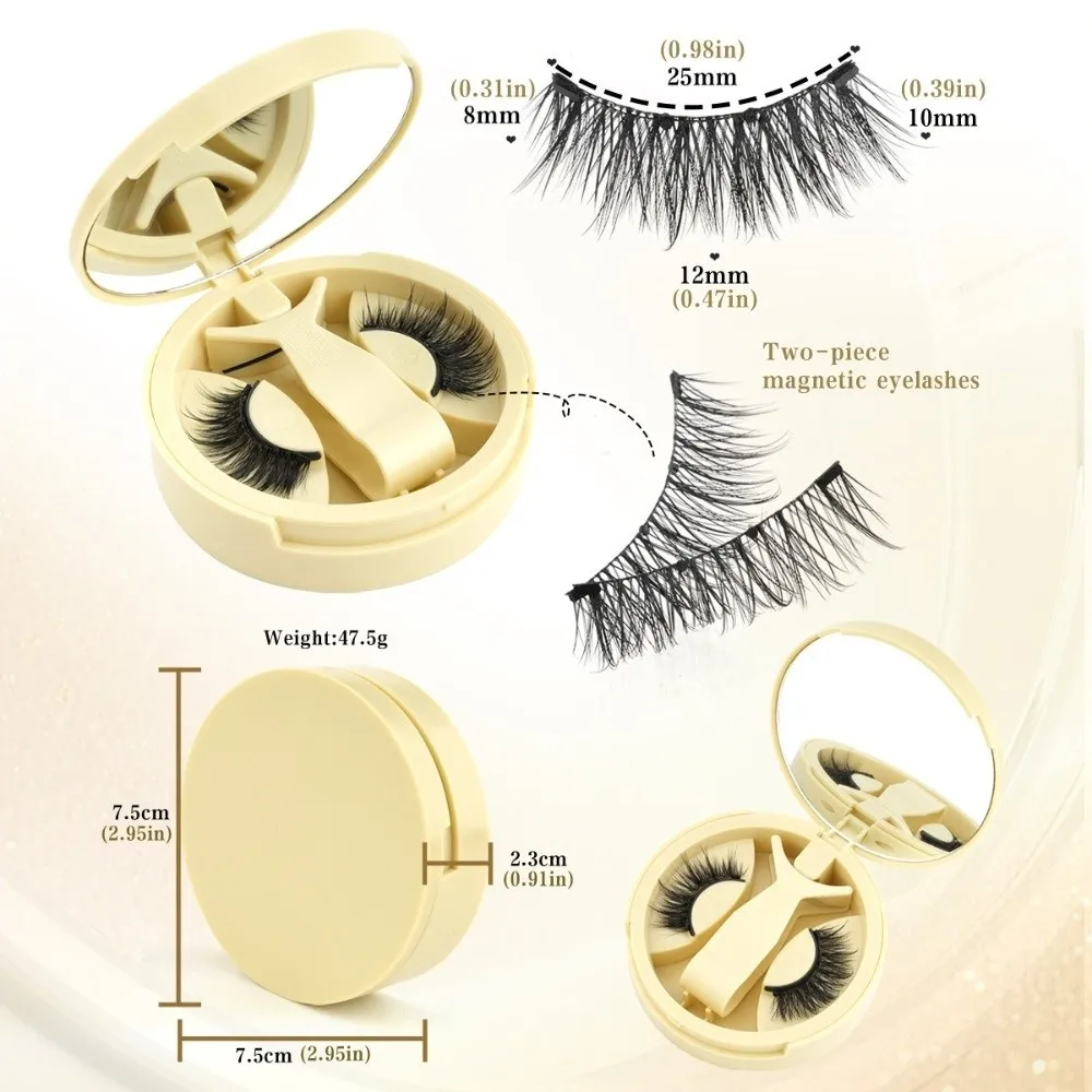 with Magnets Magnetic False Eyelashes 5-12MM Reuable Fake Eyelashes with Applicator Eye Makeup Light Weight 3D Lashes Extension