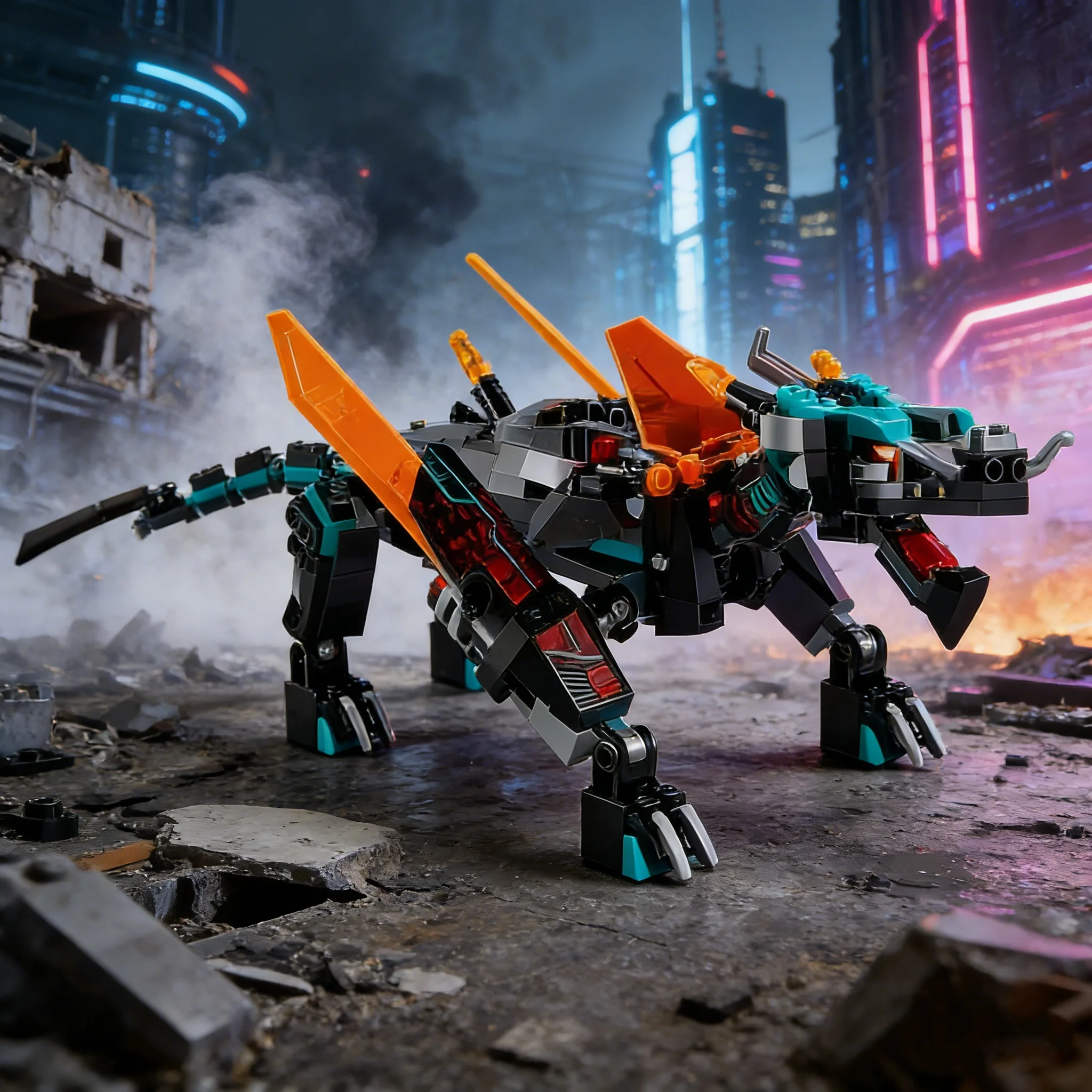

Cyberpunk Mechanical Dinosaur Building Blocks Set, Dark Mecha Style with Articulated Joints, High-Difficulty Collectible Model