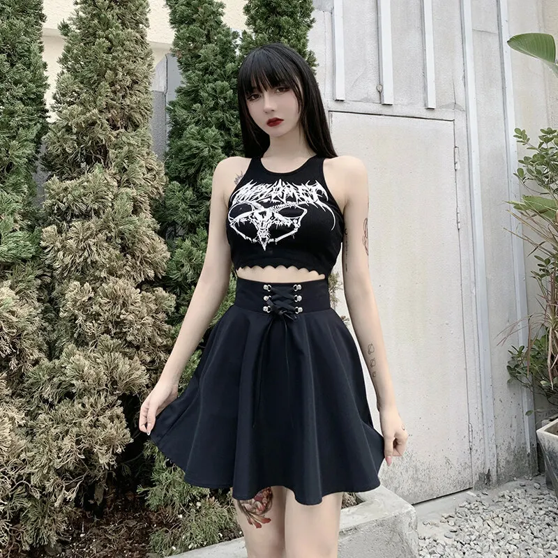 FICHOR Black Checkered Women\'s Gothic Skirt Women Pleated Spring Autumn Girl Hip Hop Female Punk Goth Mini Skirt Clubwear