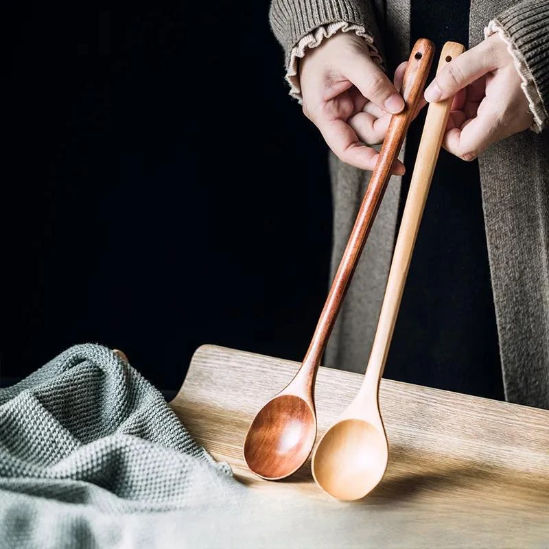 Kitchen Utensils, Household Long Handle Stirring Salad Cooking Lotus Wooden Spoon, Environmentally Friendly Recyclable Tableware