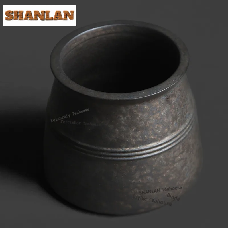 550ml Kiln Fambe Black Gold Ring Pattern Jianshui Washing Cup Bowl Tea Garbage Can Household Chaxi Equipment Collection Crafts