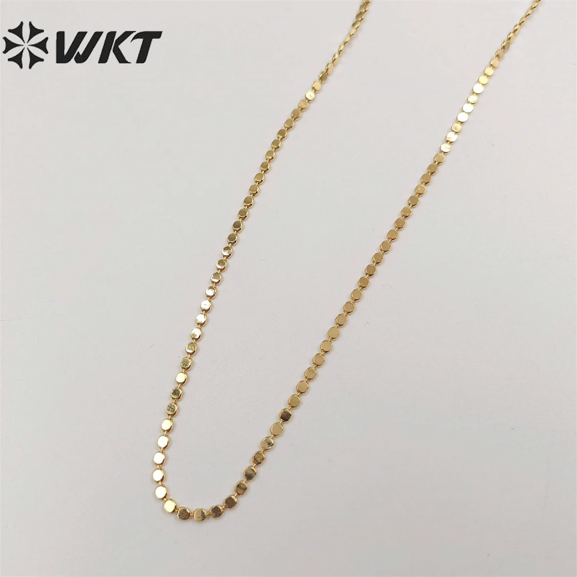 

WT-BFN058 Unique Korea Handmade Brass Chain With 18k Real Gold Plated Resist Tarnishale Beads Metal Necklace Jewelry