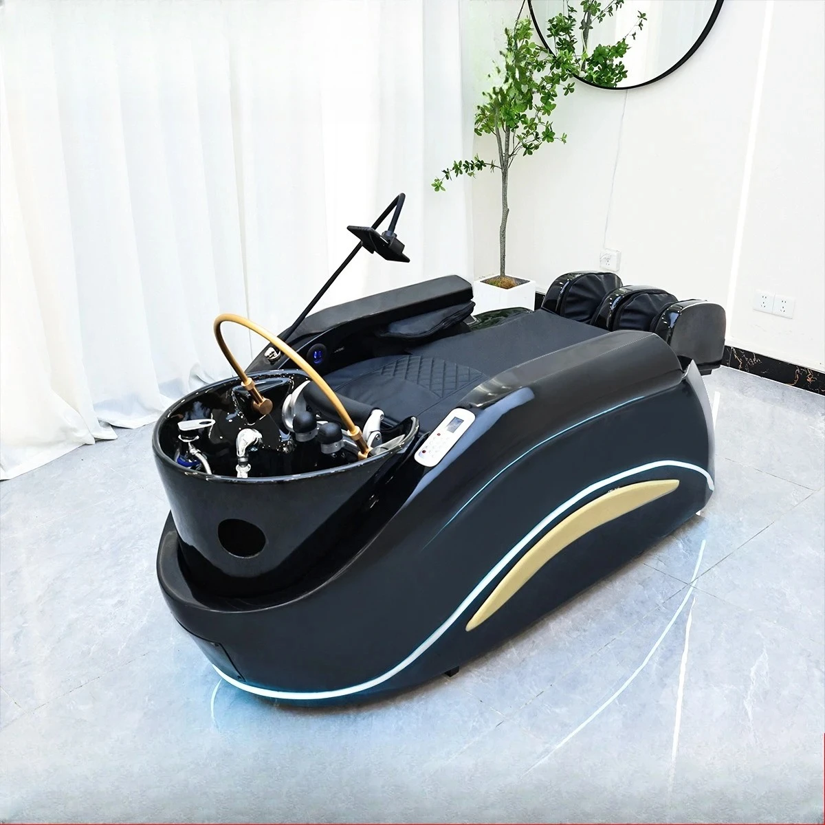 

Электрическая массажная кровать-шампуньница BSmart для парикмахерских и салонов красоты с циркуляцией воды и функцией фумигации для ухода за головой