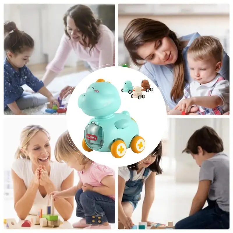 Jouets de voiture de dessin animé pour enfants, forme de dinosaure, mini voitures de catapulte, coule, créatif, multifonctionnel