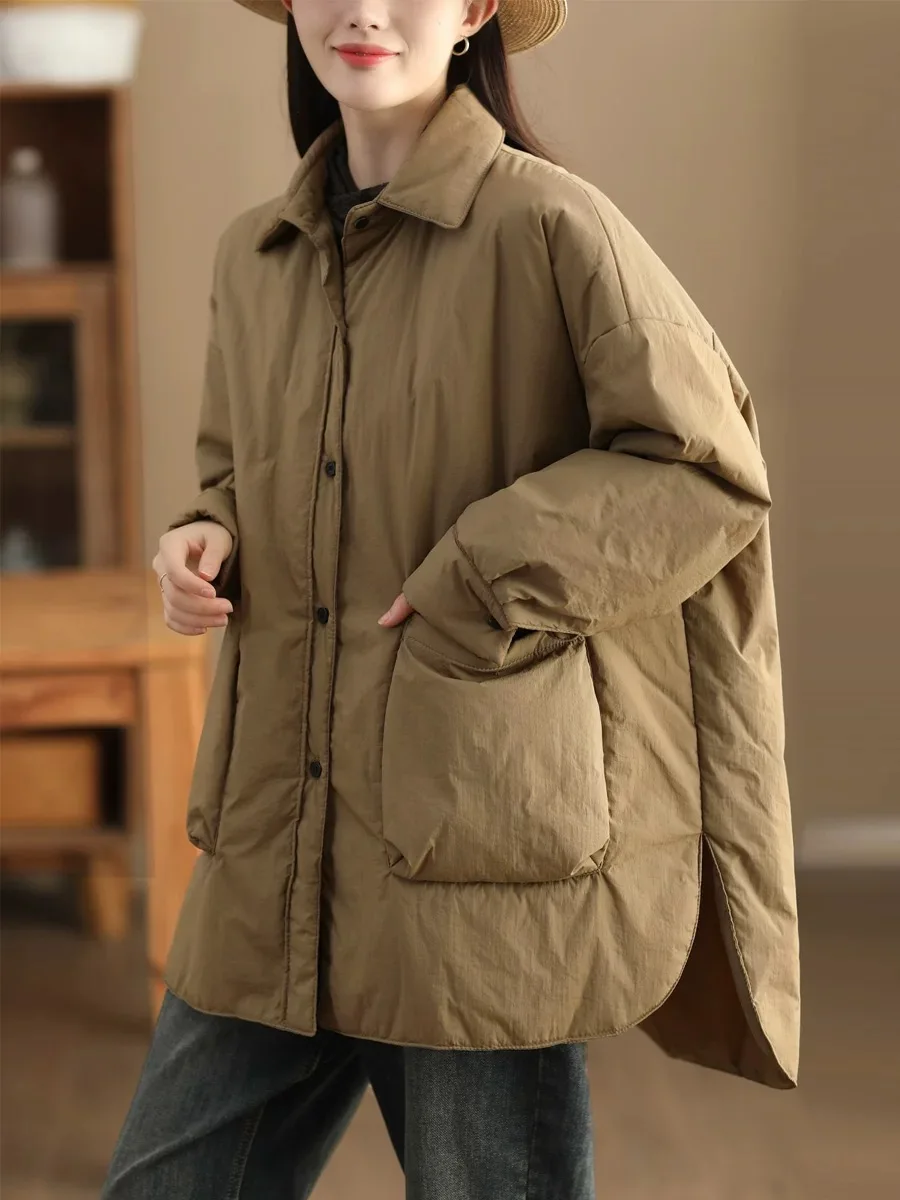 

Женское хлопковое джет с воротником-стойкой и пуховым наполнителем, легкое модное зимнее пальто, верхняя одежда с двойным ket Bread Sle