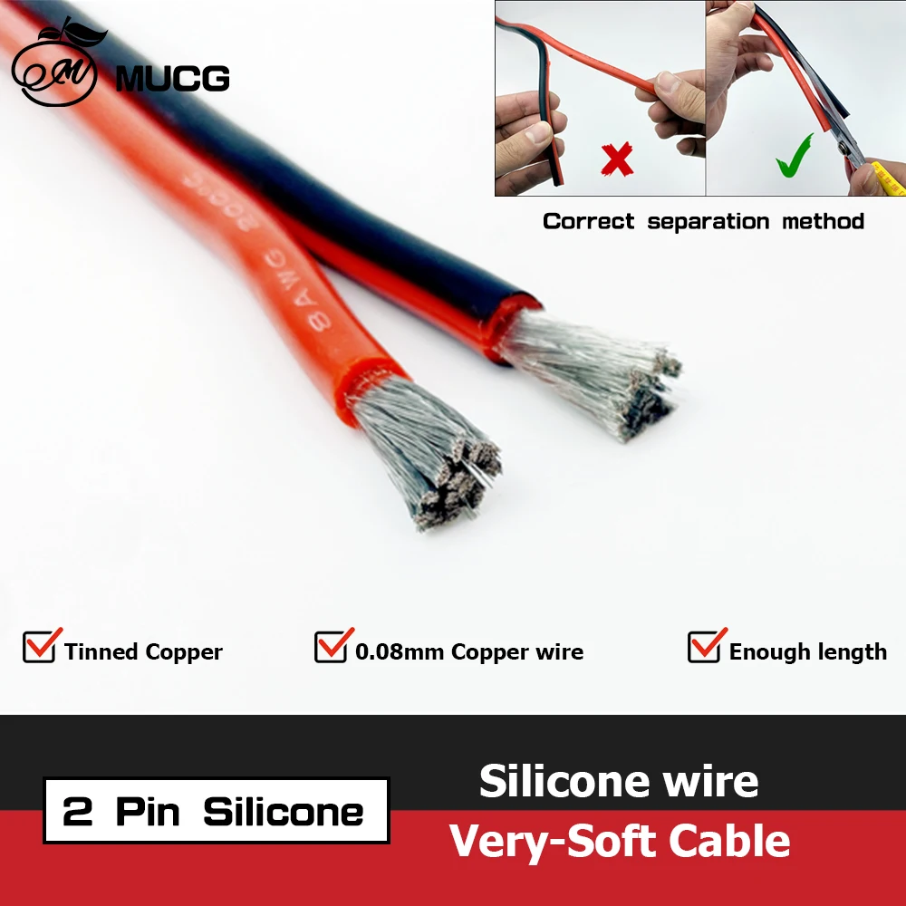 2 Pin Cable Black Red Double Silicone Wire Very Soft Insulate Electrical Wires 22awg 20awg 18awg 16awg 14awg 12awg 10awg 8awg image 3