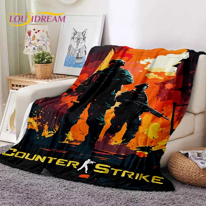 CS GO,Counter Strike Game Gamer Soft Flannel Blankets,Throw Blanket Comfortable Blanket for Picnic Beds Sofa Home Bedroom Gifts