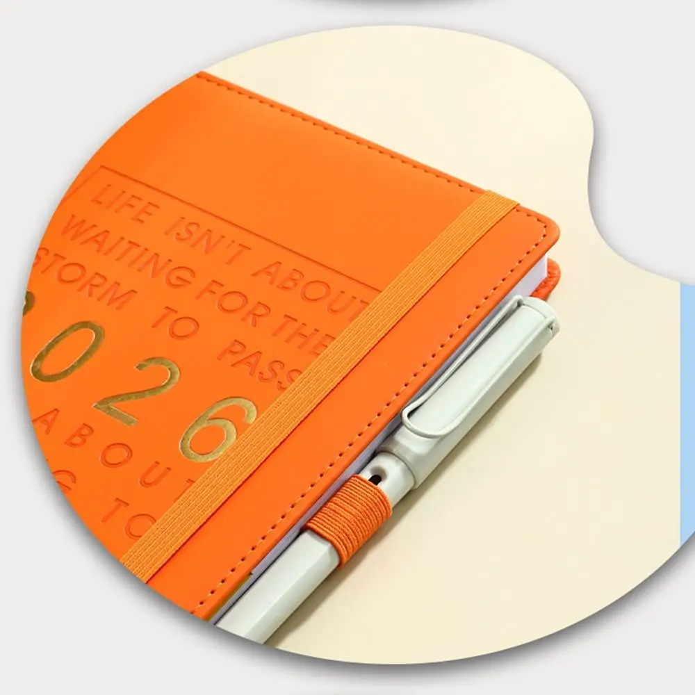 English 2026 Schedule Planner Notepad Wear-resistant 12 Months 365 Days Efficiency Notebook Portable Bookmark