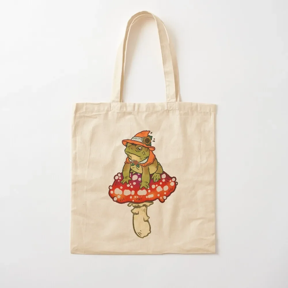 

Magical Toad Witch on Red Spotted Mushroom Tote Bag Big bag hand bag tote bags cloth bags shopper bags