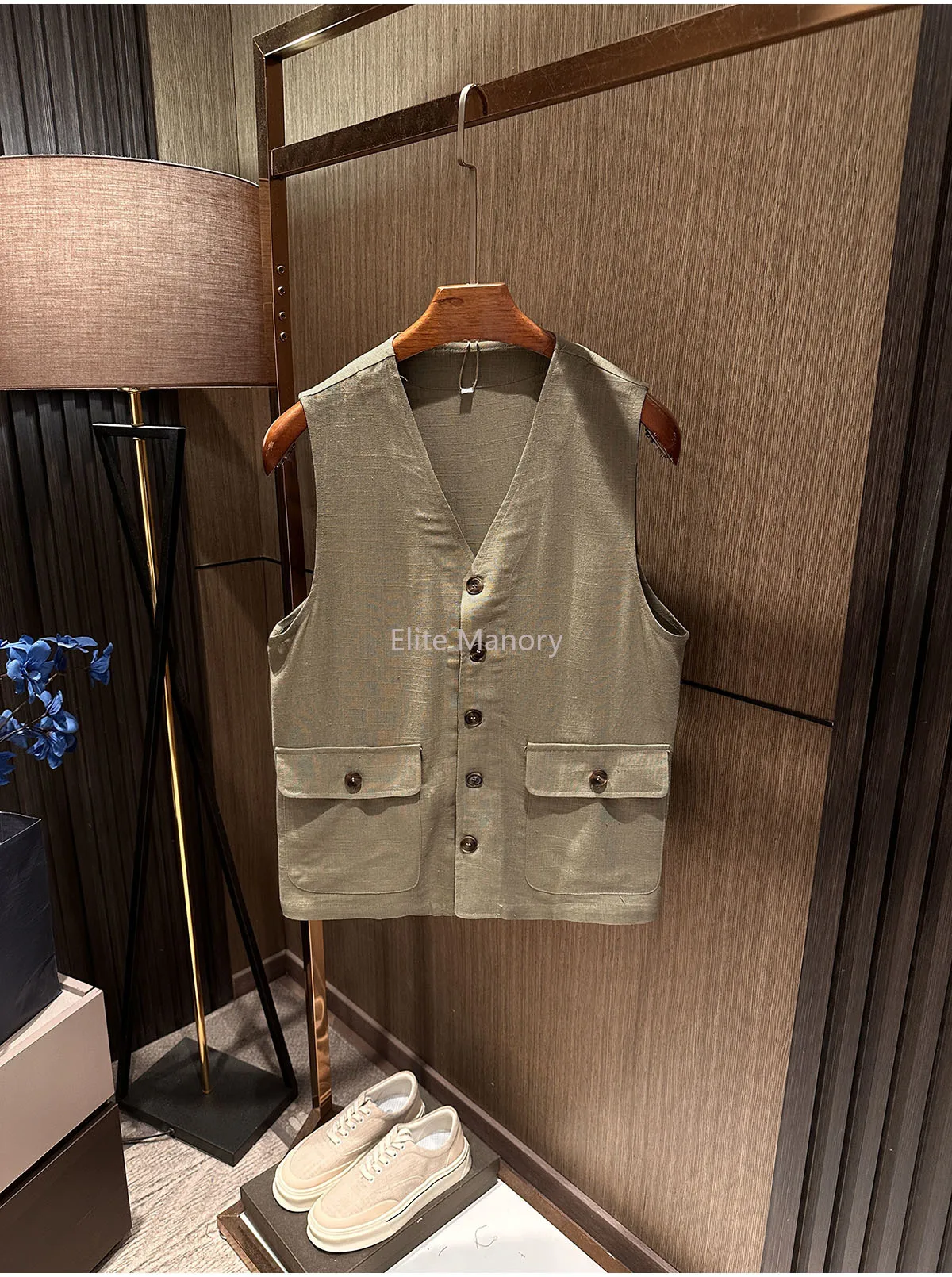[Fade the flashy, comfortable cotton and linen] 2026 summer new men's solid color high-quality hemp vest vest vest