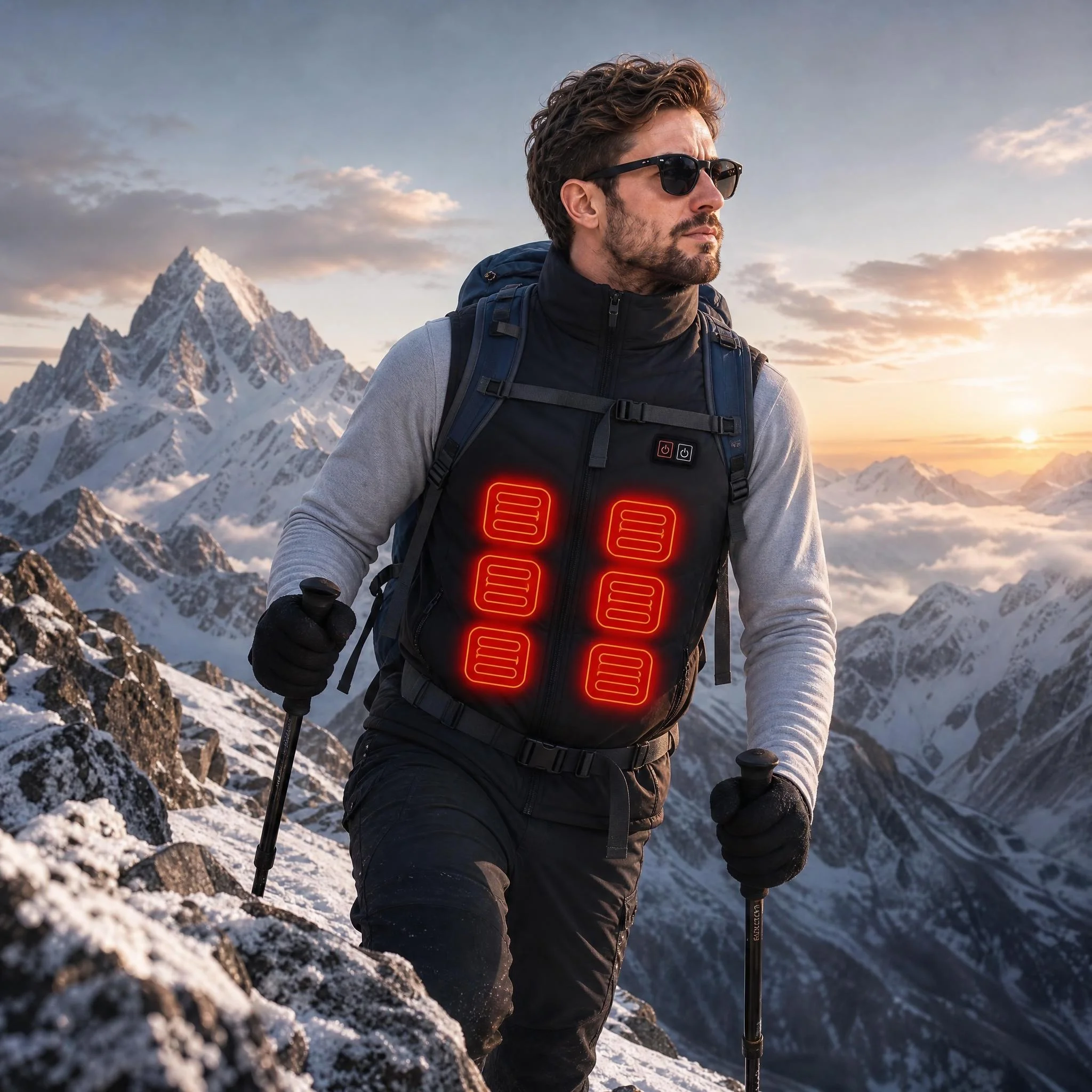 17Areas Heating Vest Men Winter USB Smart Temperature Control Jacket Self-heating Clothes Women Snow Lightweight Sleeveless Coat