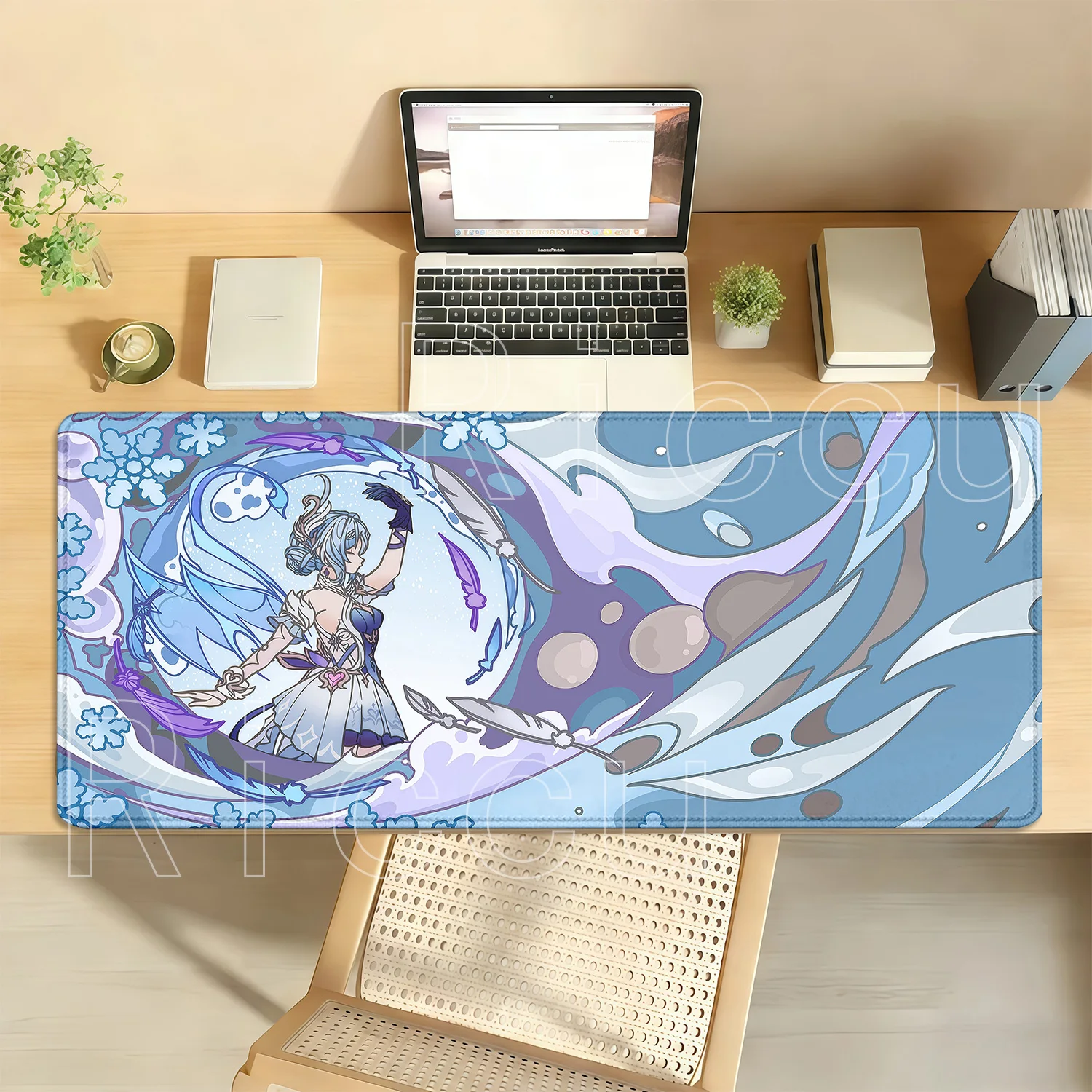 PC-Gaming Odette Genshin Impact Mauspad Gummi-Tastatur-Unterlage Rutschfeste Basis Büro HD-Druck Anime-Mädchen Schreibtischunterlage