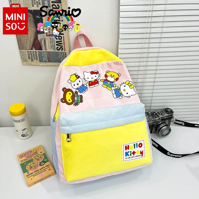 Miniso Hello Kitty New Girl Backpack Fashionable High Quality Women's Backpack Large Capacity Lightweight Student Backpack