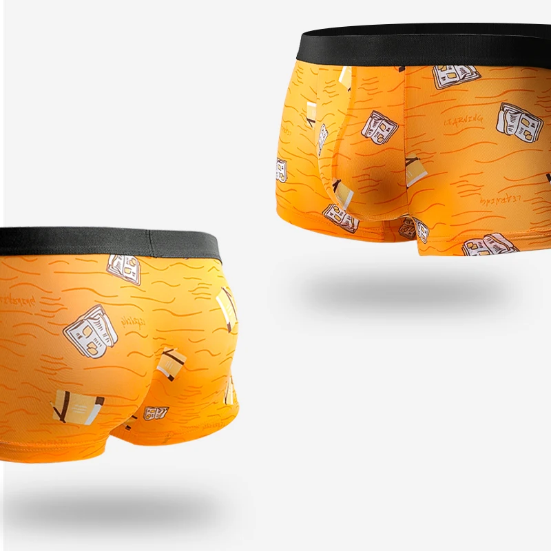 الرجال الملابس الداخلية الملاكم السراويل الحرير الجليد رقيقة جدا الصيف تنفس شخصية الاتجاه ساو الملاكمين الصيف