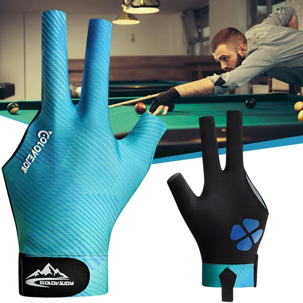 Bilardo eldiven sol el kaymaz 3 parmak Snooker bilardo eldiven erkekler için ayarlanabilir Snooker havuzu eldiven bilardo aksesuarları