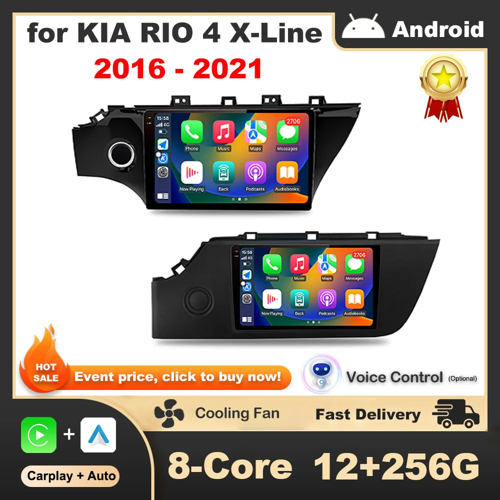 

for KIA RIO 4 X-Line 2016 - 2019 2020 2021 9 inch Car Radio Video Multimedia Player Steering Wheel Control QLED IPS Touch Screen