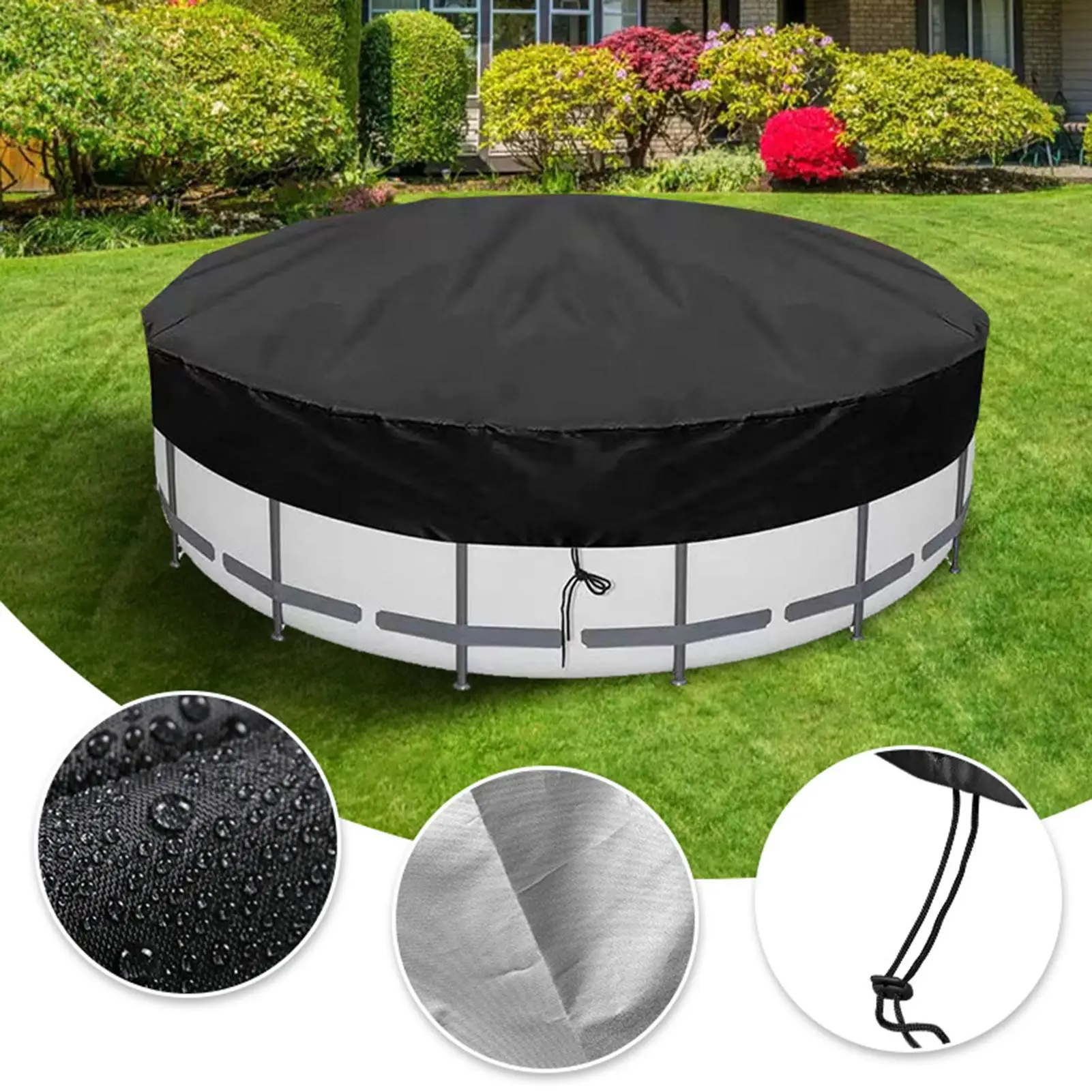 

Swimming Pool Cover Round Waterproof Dustproof Garden Outdoor Pool Tub Covers Replacement Accessories Safety Sun Protection