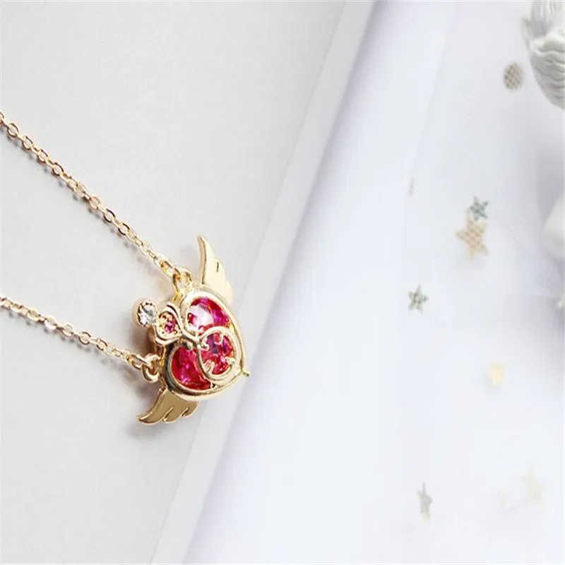 Anime Sailor Moon Loving Wand Crystal Cosplay Pendant Necklace Girl Accessories Cute Props A776 Neck Chain Anime Angel