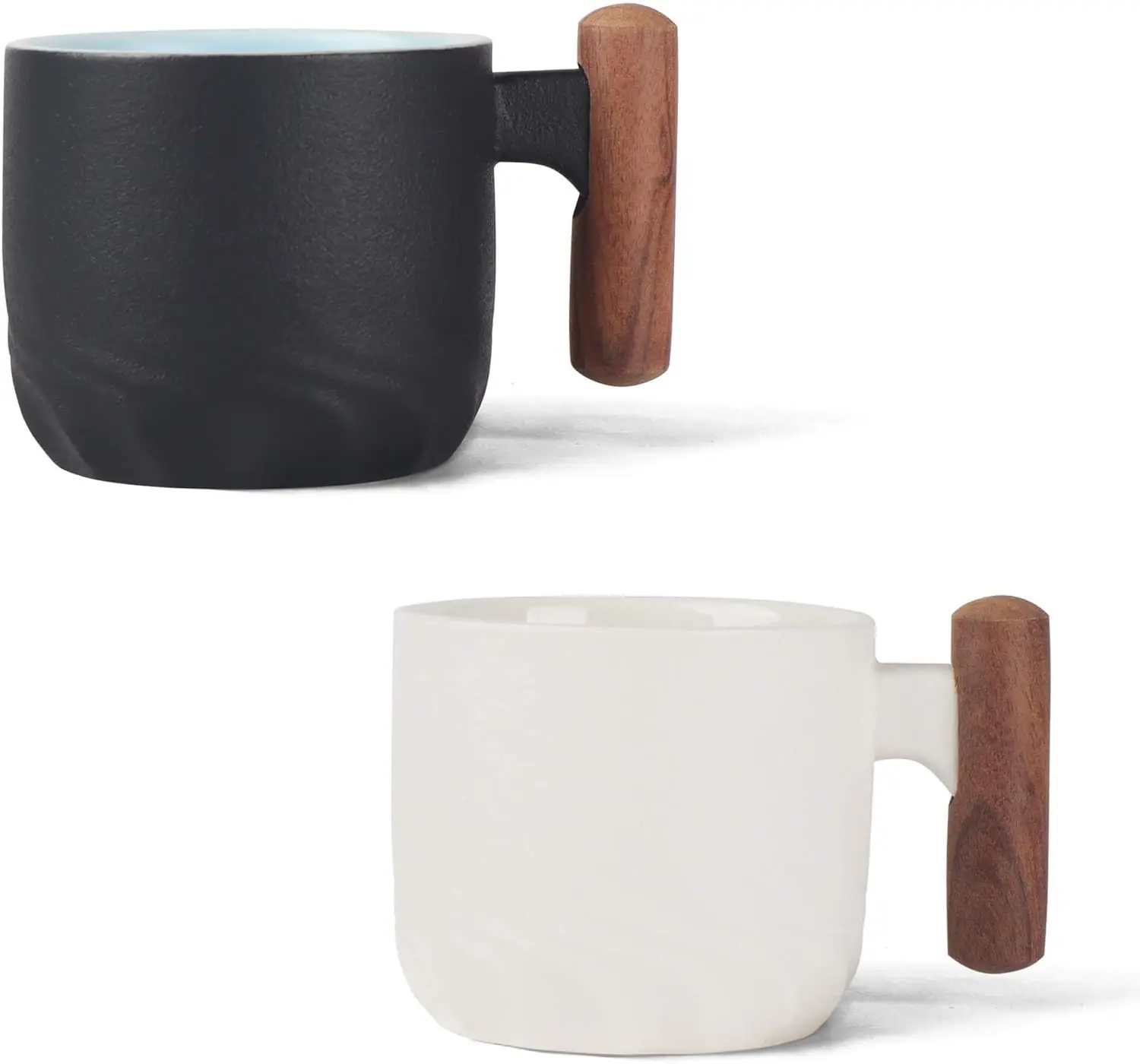 

Porcelain Espresso Cups Set of 2, Small Tea Cups, 2 oz Ceramic Espresso Cups with Wooden Handle