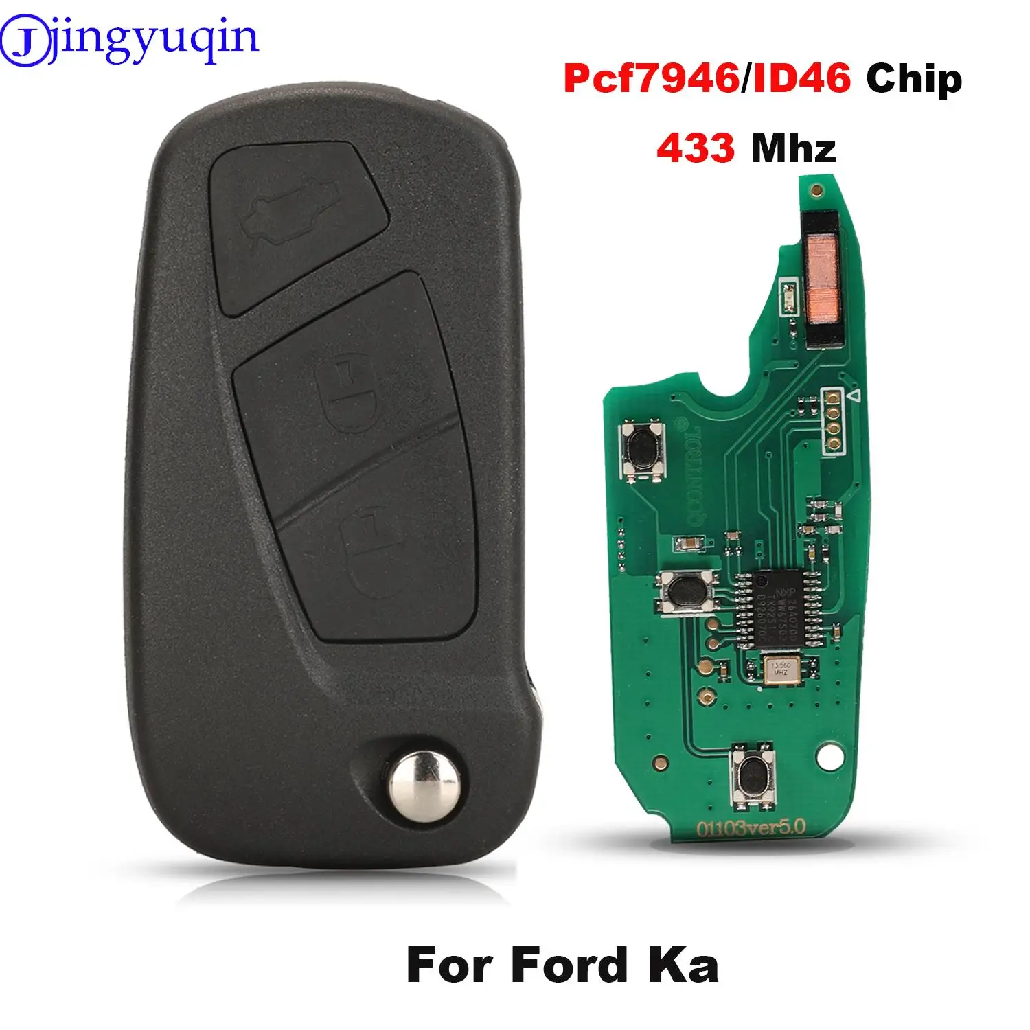 For Ford Ka (2008-2016) Remote Car Key pcf7946/ID46 Chip 433 Mhz sip22 blade 3Buttons Flid Key Folding Full Key