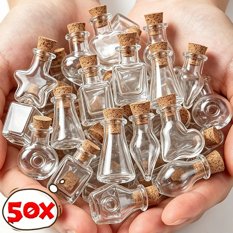 50/10Pcs Mini Magic Bottle DIY Dollhouse Decorative Model Festival Wedding Party Decoration Bottle Accessories with Cork Stopper