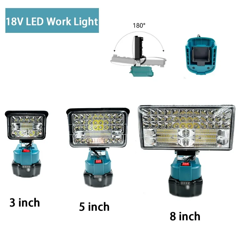 

Мощный светодиодный фонарик 3/5/8 дюймов для Makita18V BL1430 BL1830, литий-ионный аккумулятор, светодиодный рабочий фонарь, аварийное освещение, светильник для кемпинга