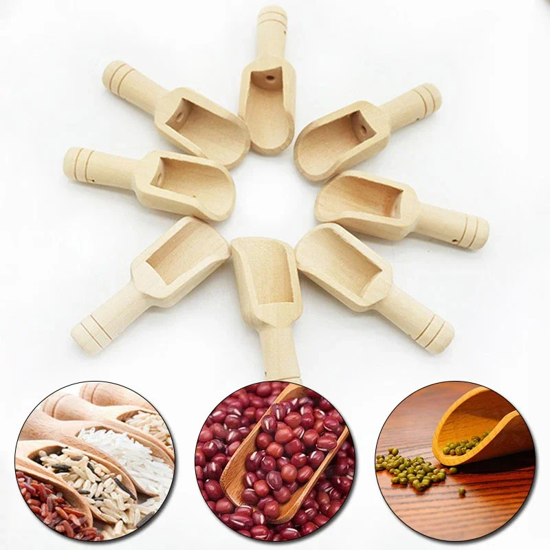 Mini Wooden Spoon Coffee Spoon Bathsalt Spoon Spa Tool Laundry Detergent Kitchen Spice Candy Flour Scoops Gift