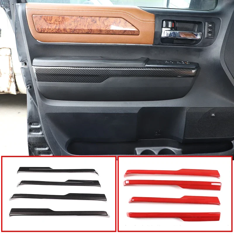 ABS Carbon fiber Car Door Armrest Lower Decorative Strips Trim Stickers for Toyota Tundra 2014-2021 Car Interior Accessories