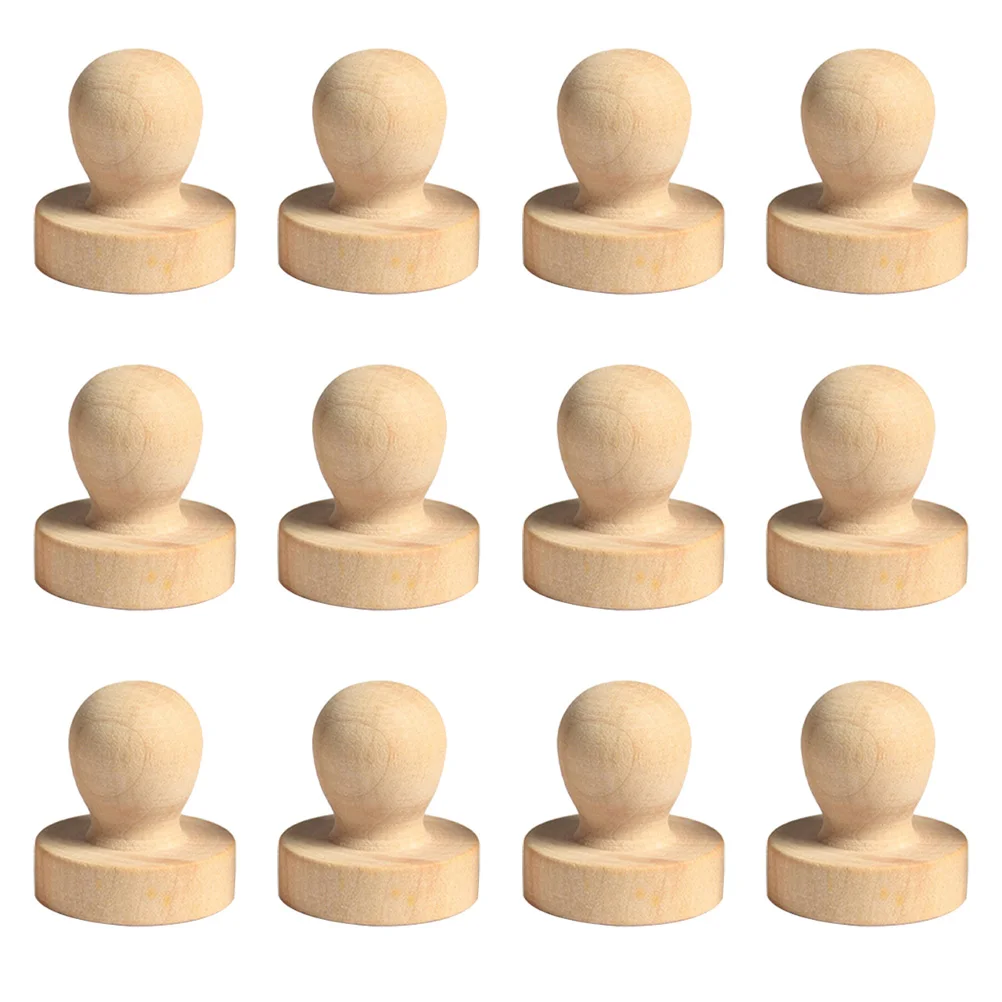 

12 Pcs Wood Stamp Handle Universal Replacement Parts Kit Solid Comfortable Durable Craftsmanship Simple Appearance Matching