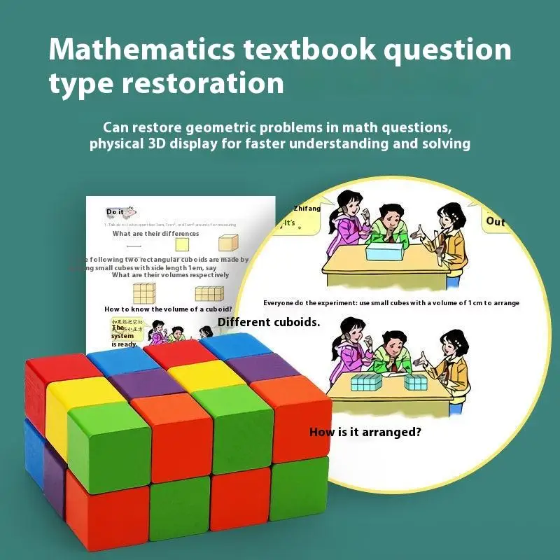 Brinquedos de empilhamento de cubos em forma de bebê multicoloridos, ferramenta de aprendizagem de madeira infantil com pacote de 30/50/100 unidades.
