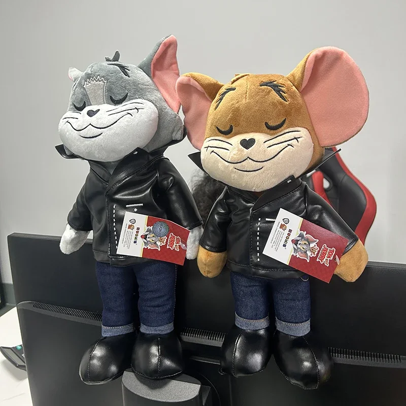 Cartoon Leather coat Tom And Jerry Plush Toy Anime Movie Figures Cute Tom Jerry Plushies Stuffed Animals Doll Toys For Kids Gift