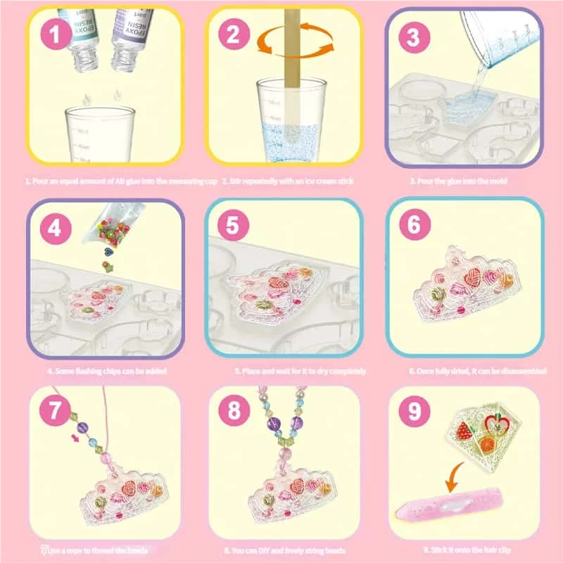 Kit de Arte con Pegamento de Cristal para Niños, Set de Manualidades para Hacer Llaveros, Kit Creativo para Hacer Joyería Hecha a Mano, Juguetes para Niñas, Regalos de Cumpleaños