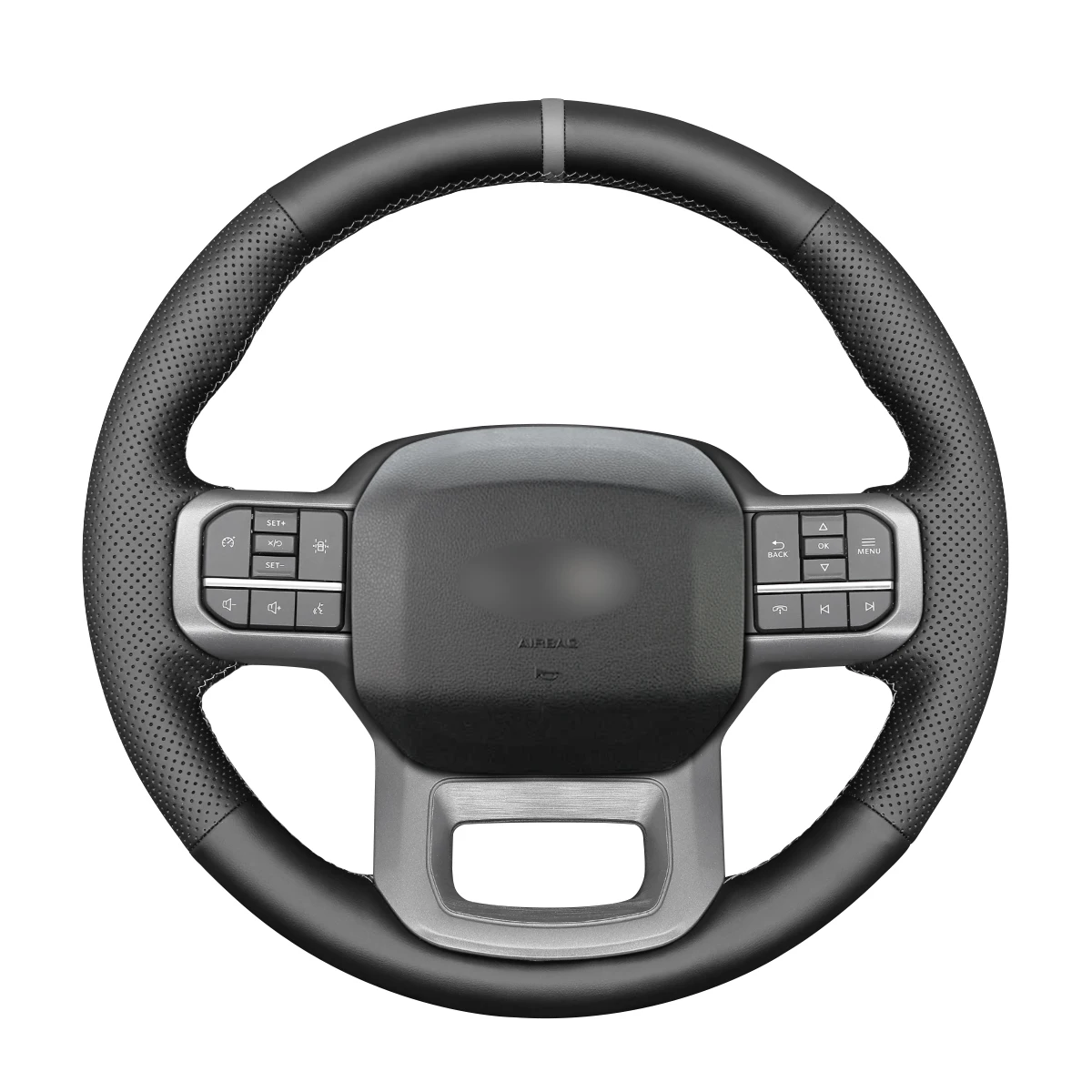 

Сшитая вручную Черная задняя крышка рулевого колеса для Ford из искусственной кожи 2021-2023 F150 Lightning 2022-2023