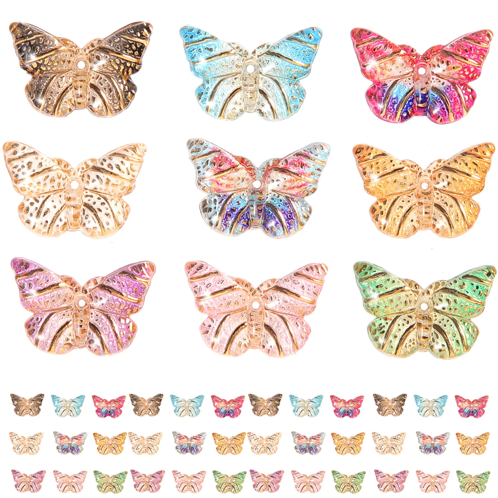 

100Pcs Butterfly Charms Plastic Resin DIY Jewelry Making Charms Smooth Edges Decorative for Bracelet Crafts Butterfly Charm