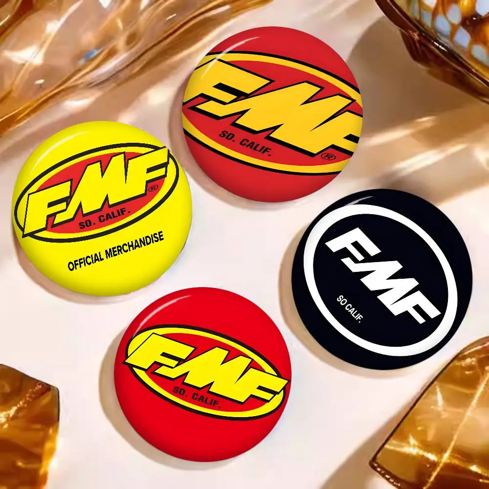 F-FMF Racing Logo 32/44/58mm Round Cartoon Brooches Handmade Pins for Backpack Jewelry Accessories Gifts Creative Badge