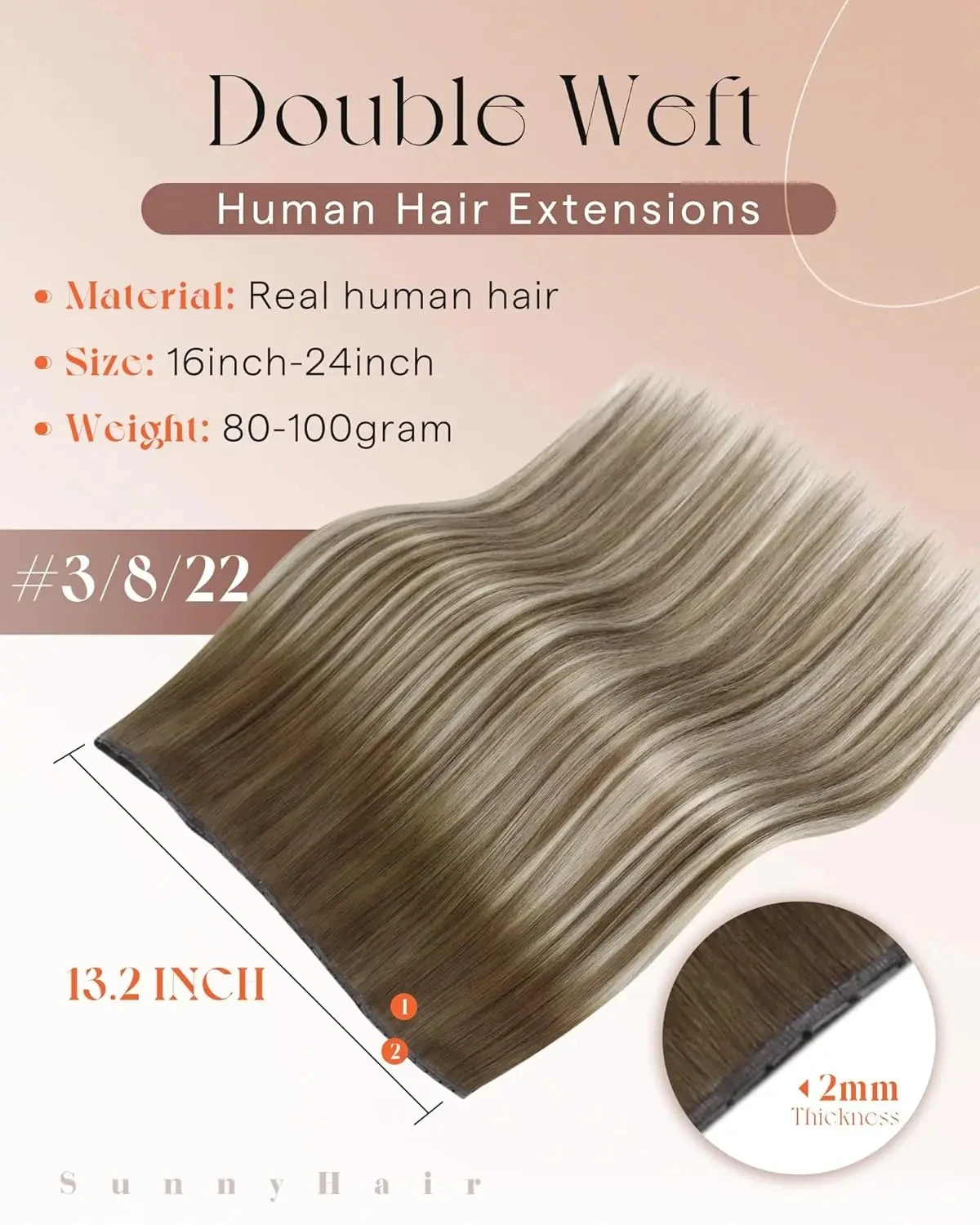 VeSunny Butterfly Weft Human Hair Extensions Micro Bead Genius Weft PU Hole Silky Natural Remy Hair Balayage Highlight