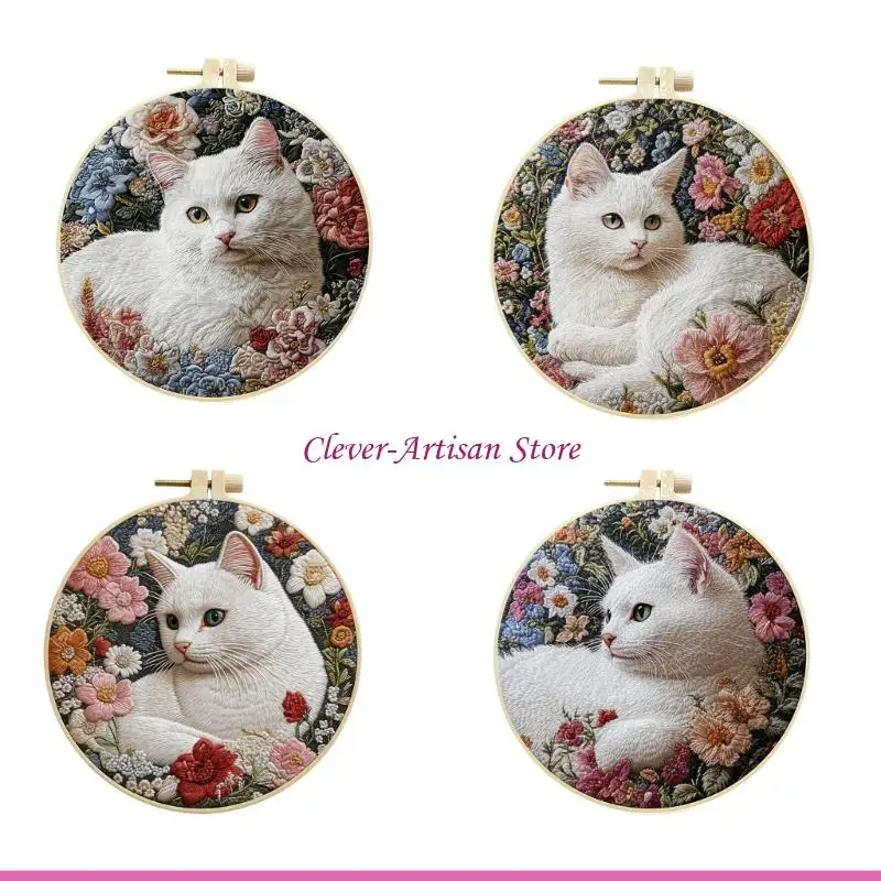 E06B Step By Step Cats Embroidery Set For DIY Craft Project