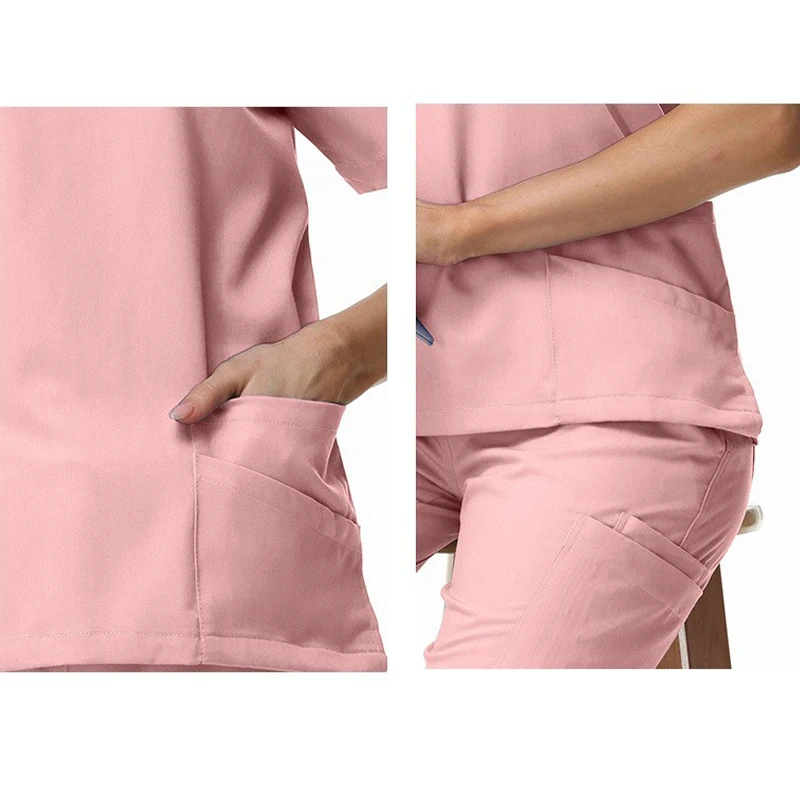 Top Quality Hospital Uniform Nurse Dustproof Suits High-end Fabric Clinical Clothing 4-side Stretch Medical Scrub Set LWM012-01