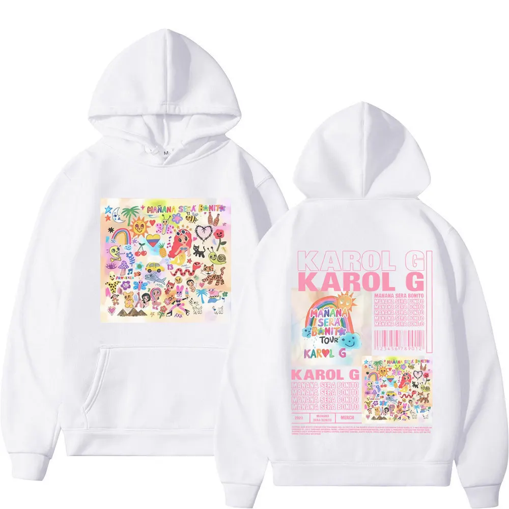 Unisex Cantor Karol G Music Album Hoodies Gráficos, Moda de Alta Qualidade Moletons Com Capuz, Tendência Outono Inverno Hip Hop Pullovers